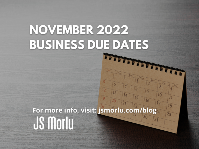 An overhead view of a desk with a calendar displaying November 2023 - Business due dates