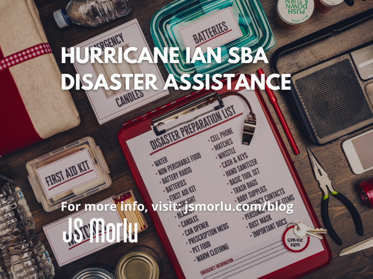 Disaster preparation essentials on the floor: checklist, first aid kit, matches, emergency candles, and batteries for readiness - SBA Disaster Assistance.