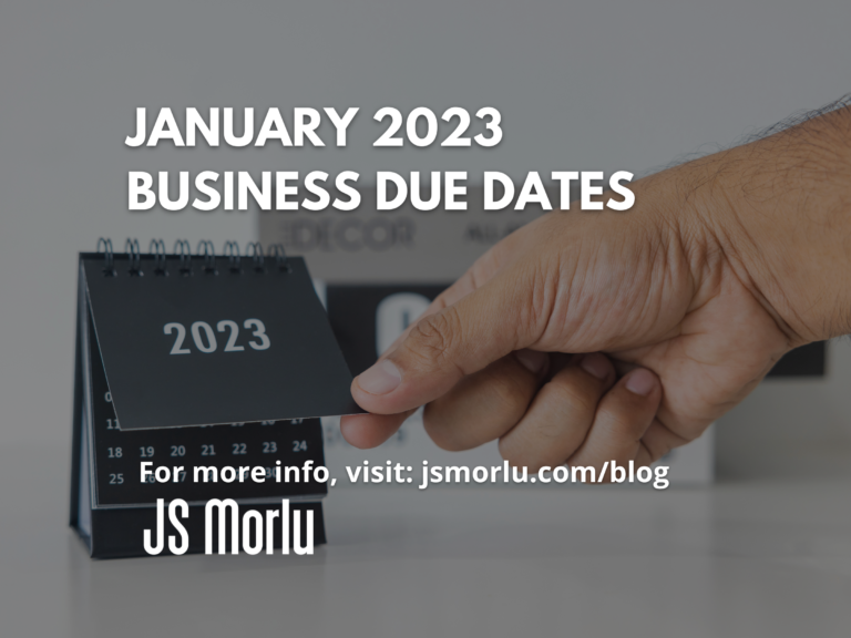 January 2023 Calendar - Business Due Dates