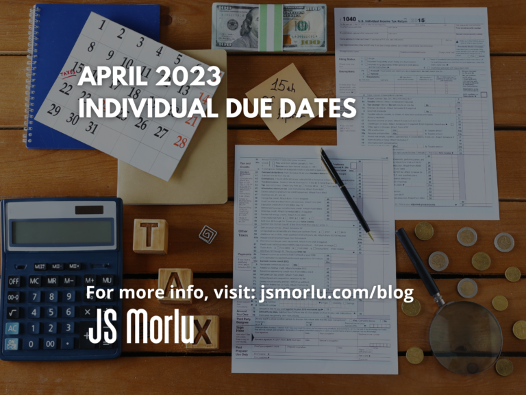 April 2023 - Individual Due Dates