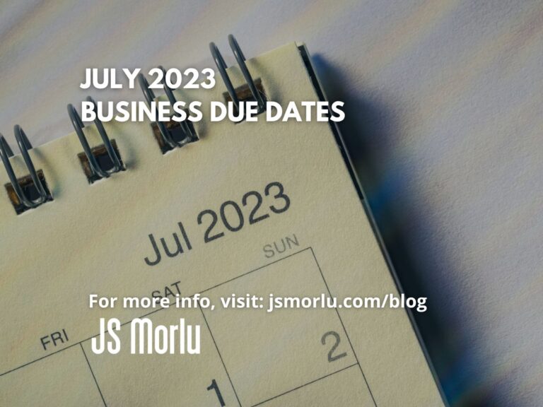 July 2023 Business Due Dates