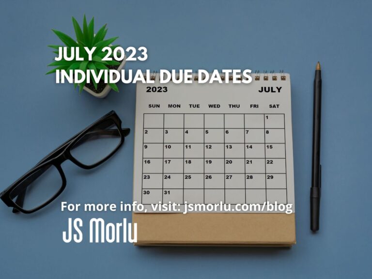 July 2023 Individual Due Dates