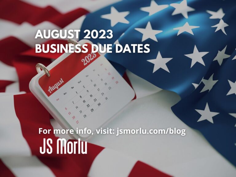 August 2023 Business Due Dates