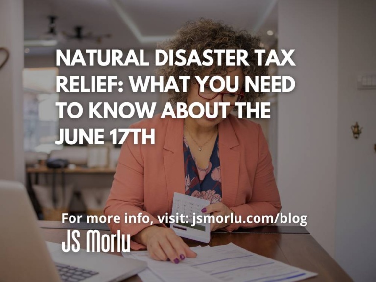 Woman reviewing financial documents on a computer - Natural Disaster Tax Relief