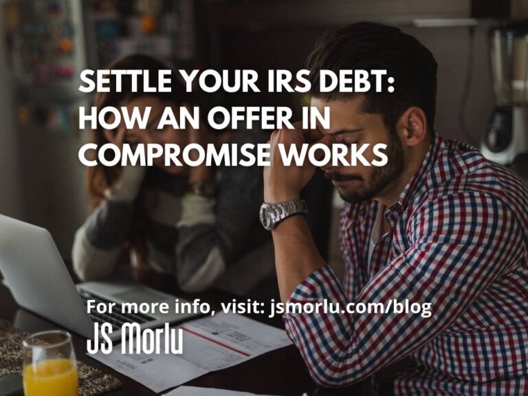 A concerned couple sitting at their kitchen table, reviewing bills with worried expressions - IRS Debt (Offer In Compromise)