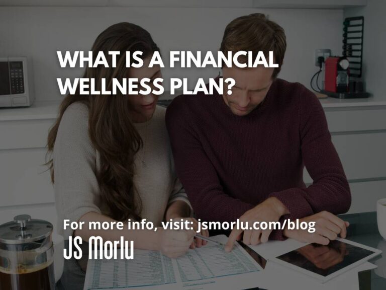 A man and woman looking at a document - financial wellness plan