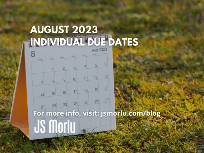 August 2023 Individual Due Dates