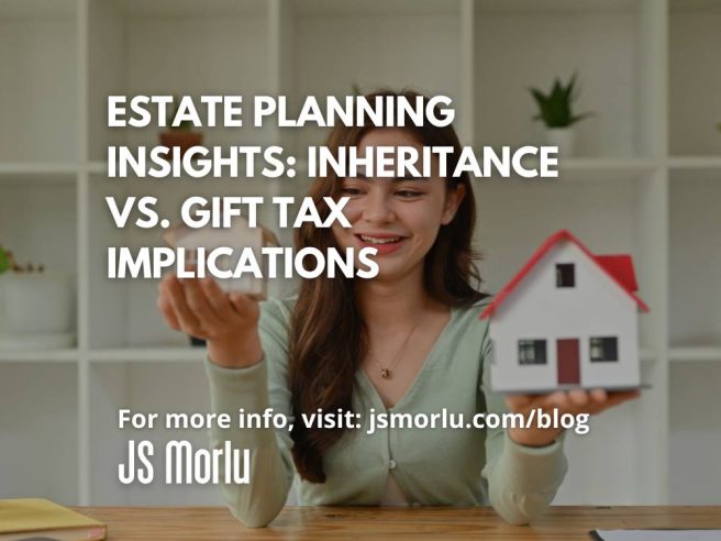 A girl holds two house mockups, a small one on the left and a larger one on the right - Inheritance VS Gift Tax