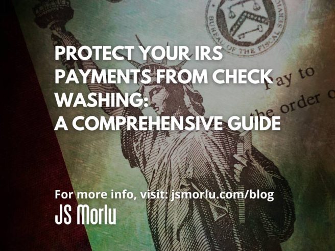 A close-up image of a check payable to the IRS - IRS payments.